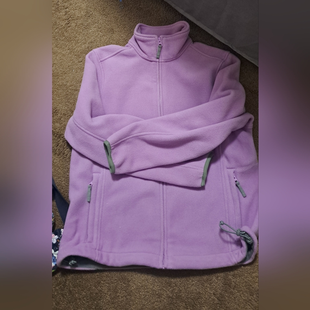 Lands End Purple Fleece Zip Jacket